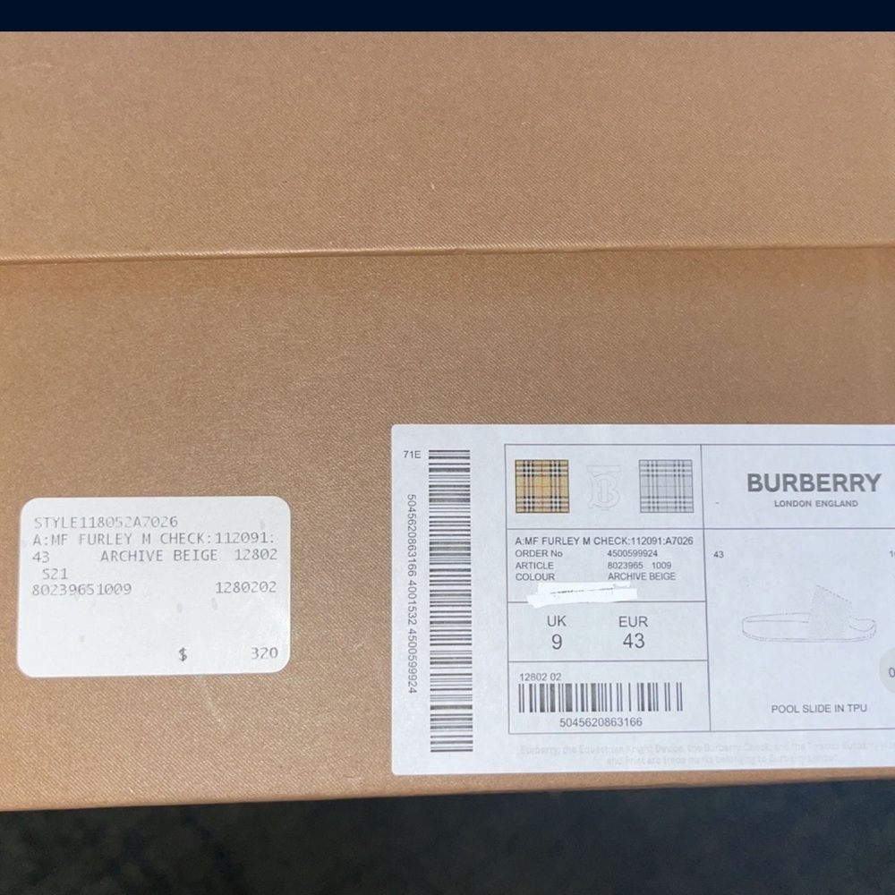 Mens burberry slides